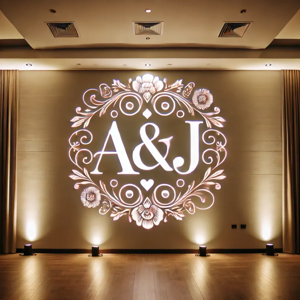 Wedding monogram on dance floor