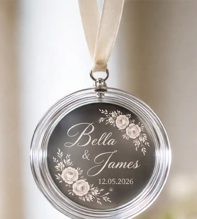 Wedding glass gobo keepsake ornament